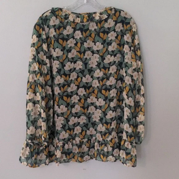 EUC✨ DANIEL RAINN navy women's XL Camila Ruffle Detail 3/4 sleeve Blouse - Picture 9 of 17